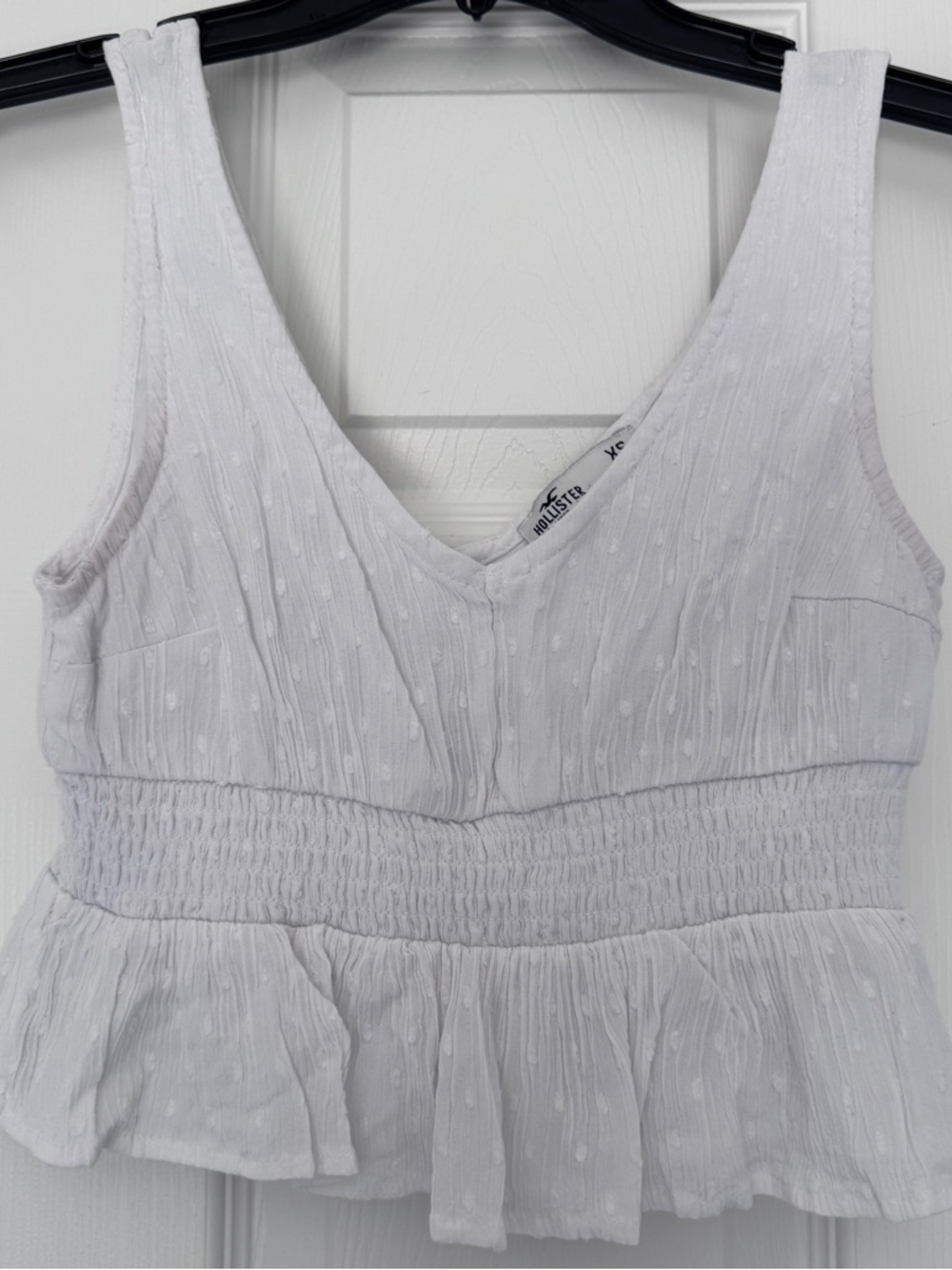 Hollister White Textured Peplum Crop Tank